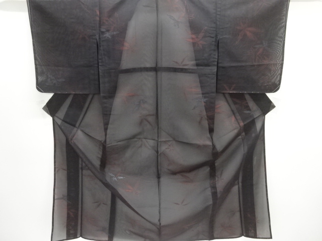 JAPANESE KIMONO / ANTIQUE KIMONO FOR SUMMER / TAISHO ROMAN STYLE / SILK / LEAVES